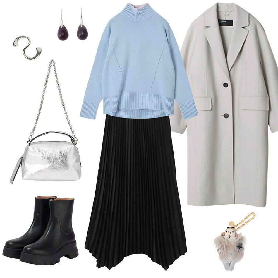 【50代 週末コーデ】リュクスなカシミア混ケープを主役に冬のマリンカジュアル＃Jマダムのおしゃれ