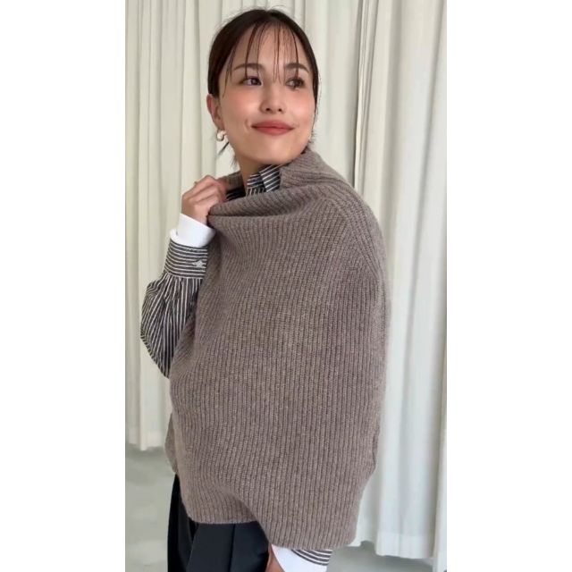 【未使用】TWEEDMILL スリット ニットポンチョ 五明祐子さんコラボ 別注 未使用】TWEEDMILL スリット ニットポンチョ 五明祐子さんコラボ