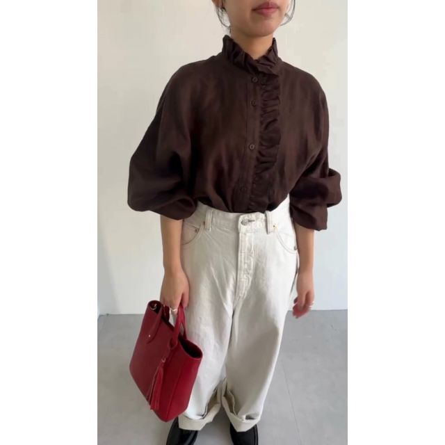 ブラウス シャツ 「洗える」リネンフリルブラウス レディース LAVEANGE ブラウス シャツ 「洗える」リネンフリルブラウス