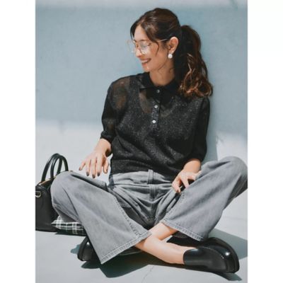 専用‼️SLOANE スローン 半袖ニット カットソー 白 サイズ1 SLOANE(スローン)の12Gワイドリブ コットン×シルク バイカラー