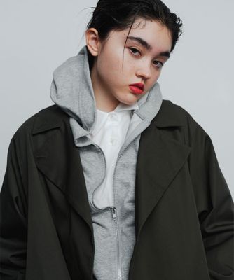 【極美品】ミズイロインド ショート丈ダウン　グレー mizuiro ind（ミズイロインド） フード ショートダウン