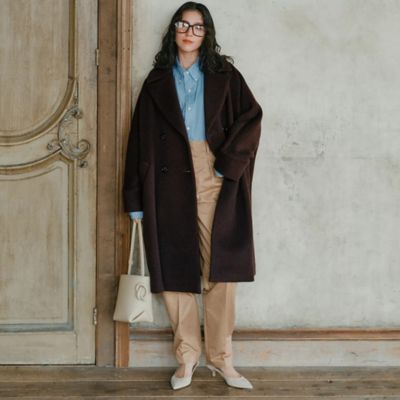 専用♥パープル春の一枚仕立て綺麗なコート WEB一部店舗限定】ライトビーバー トレンチライクコート / 組曲