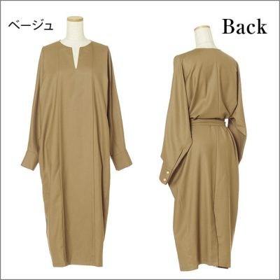 Whim Gazette×éclat(ウィム ガゼット×エクラ) ストレッチツイルウエストマークワンピース
