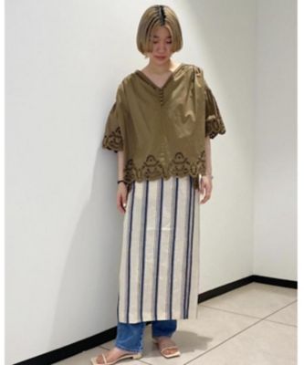 Adam et Rope アダムエロペ ストライプカットジャガードガウン 美品 ADAM ET ROPE'（アダムエロペ）の「ストライプカットジャガード