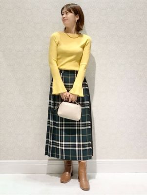 未使用タグ付きINEDイネド　シャギーチェックスカート ウールモヘア混LL日本製 未使用タグ付きINEDイネド シャギーチェックスカート ウールモヘア混LL