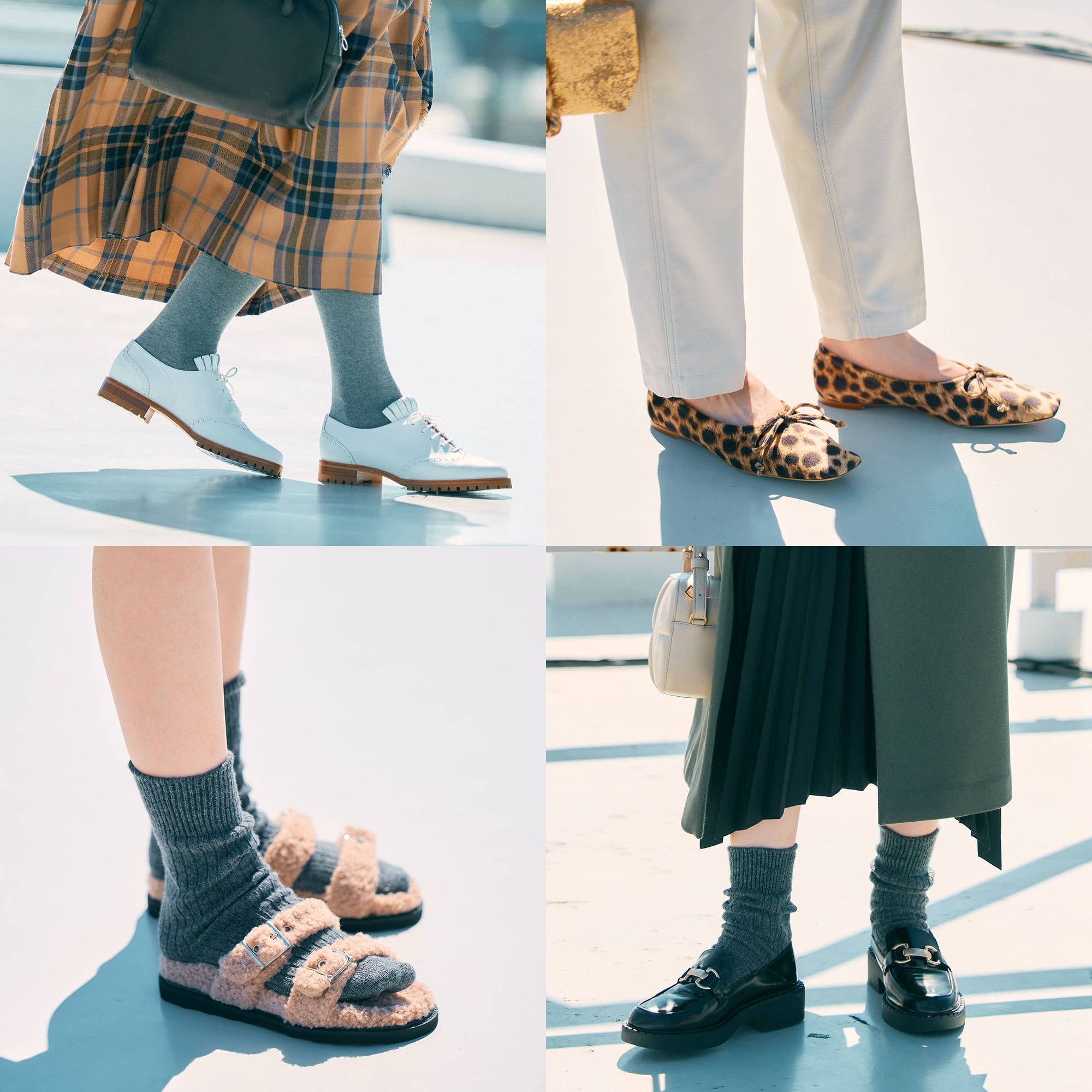 靴下やタイツを合わせて足元はもっとカジュアルが正解！「秋のトレンド靴」＆「ボトムス」の足元コーデ