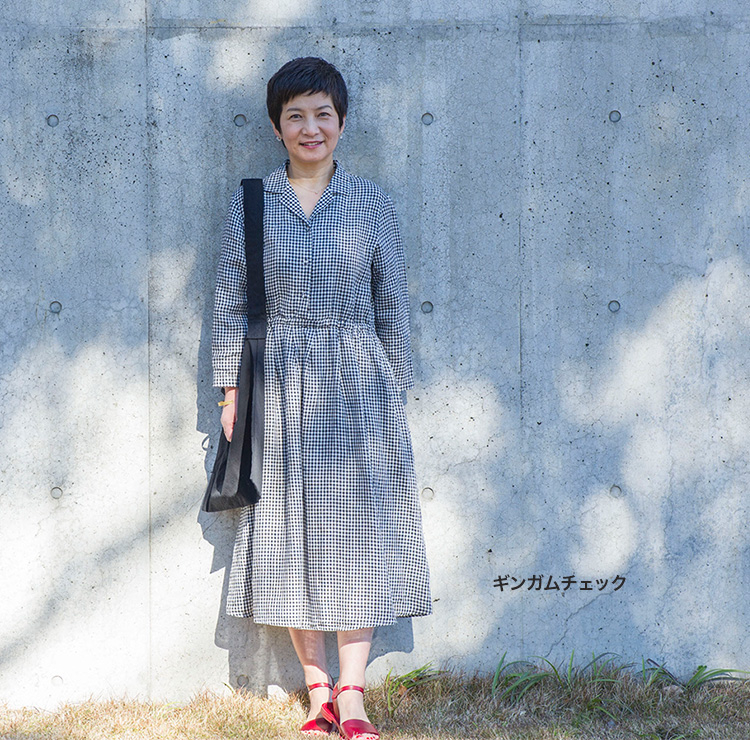 fog linen work リネンギンガムチェックロングワンピース - ロング