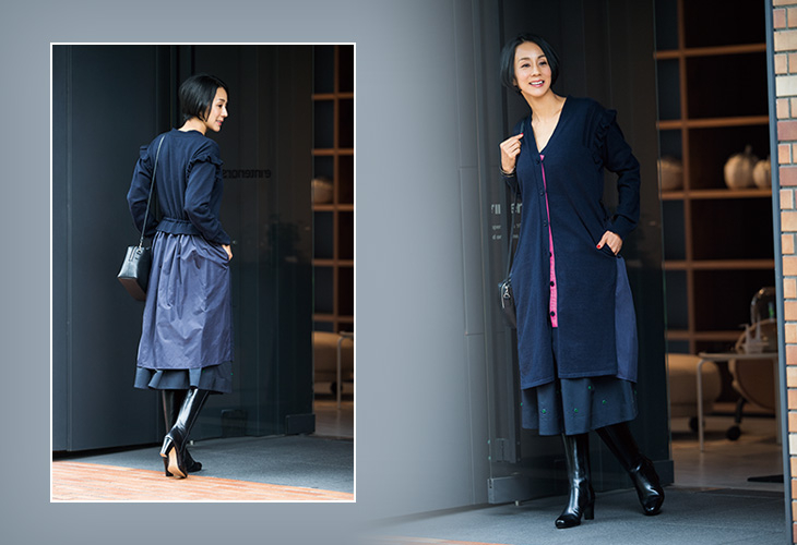 レリアン×中村江里子　オールインワン　サロペット　ネイビー　11号 レリアン×中村江里子 オールインワン サロペット ネイビー 11号