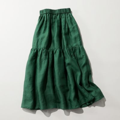 アッシュグリーン材質表地新品 SACRA RAMIE LAWN ティアード スカート