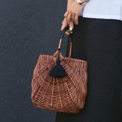 Pale Jute weekend basket（Large）＋別色タッセル（ピンク）