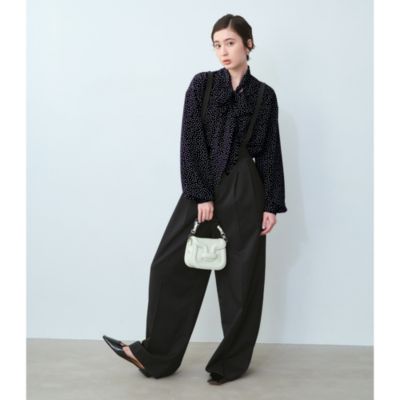 サスペンダーは取りはずしが可能！バランスよく着られるダブルタックのワイドパンツ　【コラボ】サスペンダーつきタックパンツ