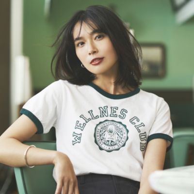 アンスクリア INSCRIRE ショルダーパッドTシャツ ネイビー