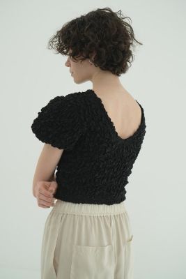 CLANE W FACE SHIRRING CROPPED TOPS 3色