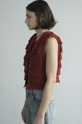 【CLANE】W FACE FRINGE KNIT VEST サイズ1 CLANE(クラネ)のW FACE FRINGE KNIT VEST通販 | 集英社HAPPY