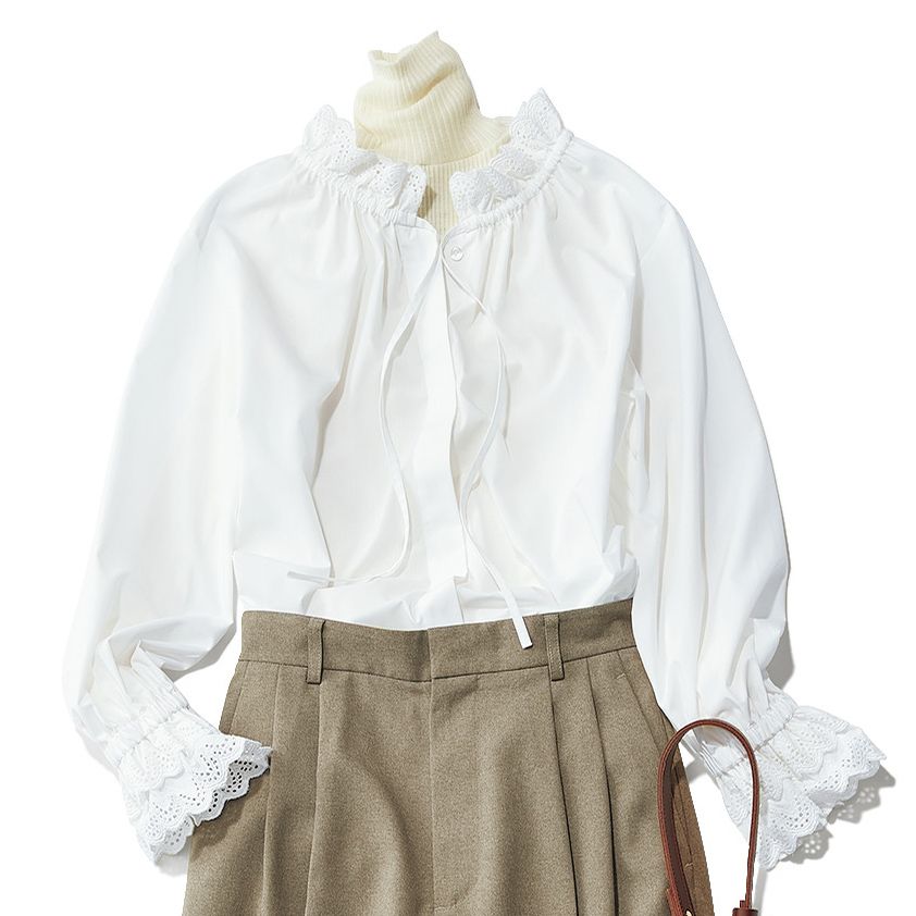 12closet(トゥエルブクローゼット)/【福田麻琴さんコラボ】【洗える】レースフリルブラウス