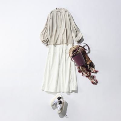 MADISONBLUE マディソンブルー リネン フレアスカート MADISONBLUE - MADISONBLUE スカート フレア ロング リネン 青