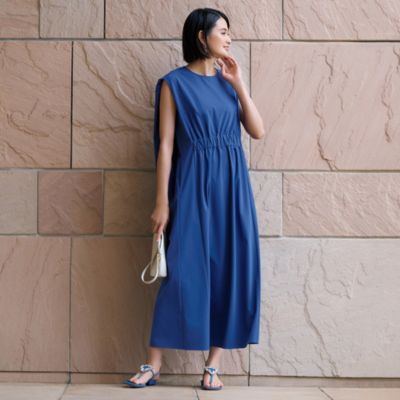 巧みな立体フォルムがスタイリッシュな着やせを促進　【選べる着丈】華奢見えギャザーワンピース