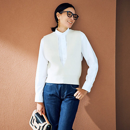 長く美しく着られる超度詰ニットのベスト ニットベスト