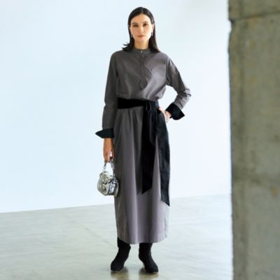 ベルトをはずすと、すっきりしたAラインになる2WAY　【三尋木奈保さんコラボ】ウエストベルトバンドカラードレス