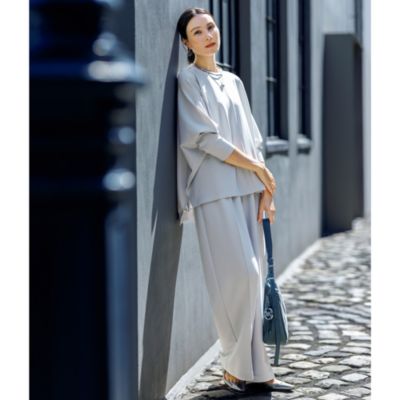 センタークリース入りですっきり美脚見え 【別注】マットストレッチジャージーパンツ