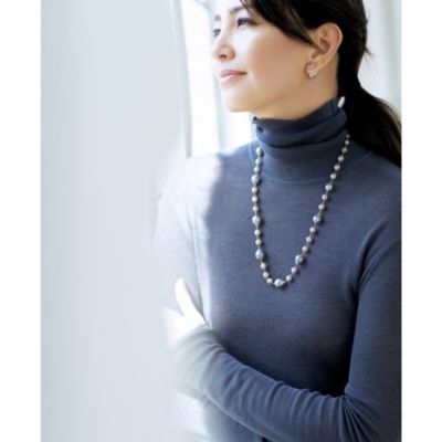 盛装シーンにも品格がきわだつ　美しい表情のロングネックレス　【別注】白蝶パール　ロングネックレス