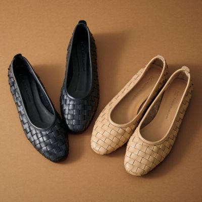 編み込みレザーパンプス