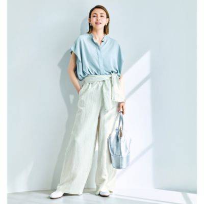 ベルトつきワイドパンツ