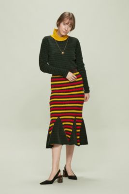 WALES BONNER BRIXTON CHENILLE SKIRT W／ GODETS DETAIL