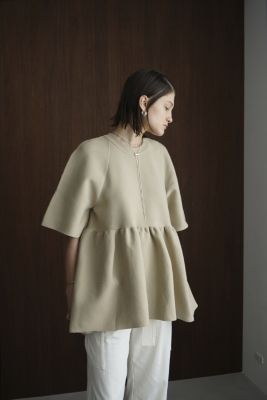 グリーン・ホワイト系 完成品♪ CLANE BALLOON GATHER KNIT TOPS タグ