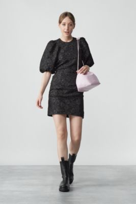 ＜集英社＞ GANNI(ガニー)/Stretch Jacquard Puff Sleeves Mini Dress