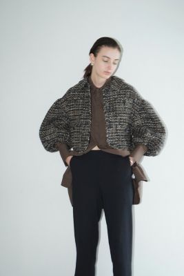 CLANE MIX TWEED PUFF SLEEVE JACKET