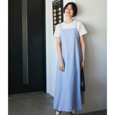 リネン混合 キャミワンピース Pierrot ワンピース インナーセットリネン混キャミワンピース