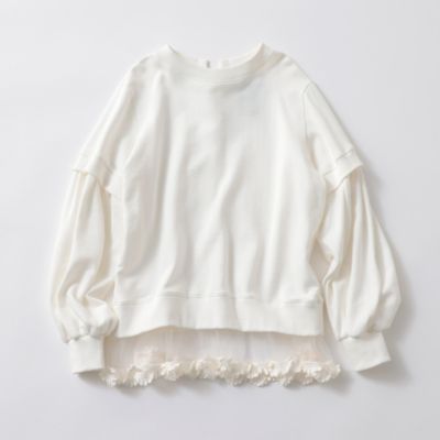MUVEIL ミュベール フラワーリブプルオーバー オフホワイト