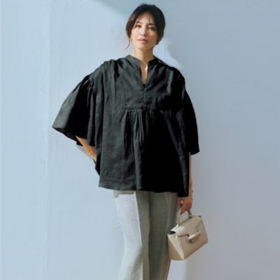 デパリエ シアーラミーブラウス リネン ブラウス　ブラック　黒 デパリエ シアーラミーブラウス リネン ブラウス ブラック 黒