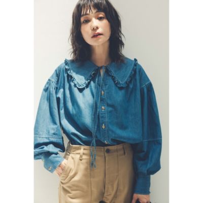 オーガニックコットンを使用したサスティナブル素材で作ったブラウスです。　DENIM BLOUSE