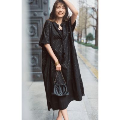 ゴールドラメのきらめきでリラックスワンピをモダンに昇華　kaftan dress