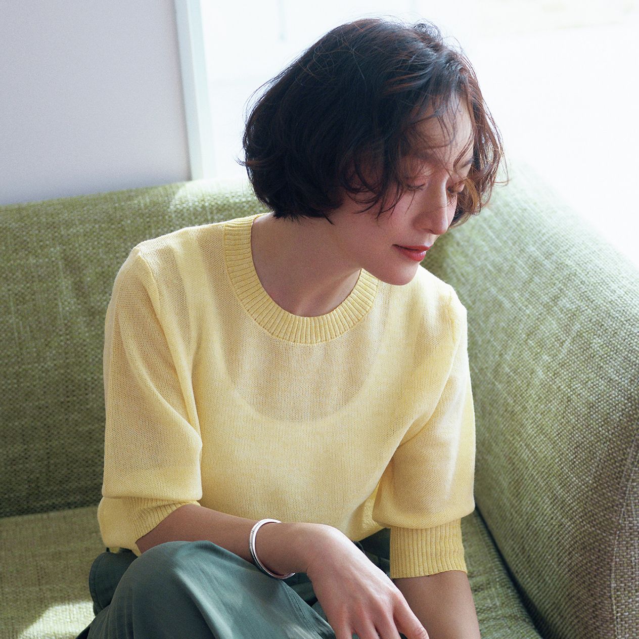 SLOANE(スローン)/【高山都さんセレクト】シアー半袖クルーネックニット