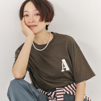 Americana（アメリカーナ）】ラフィー丸胴 プリントT（Tシャツ