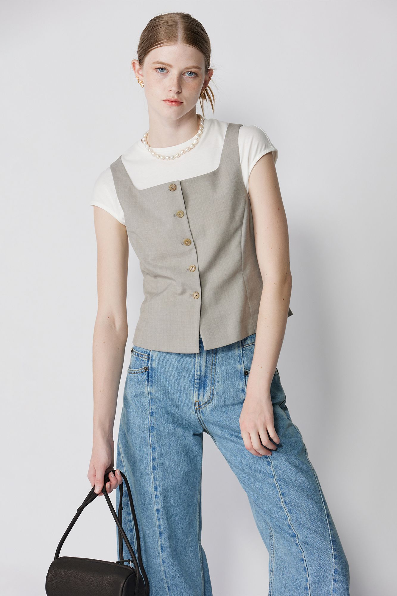 AMOMENTO(アモーメント)/SCOOP NECK TWO WAY VEST