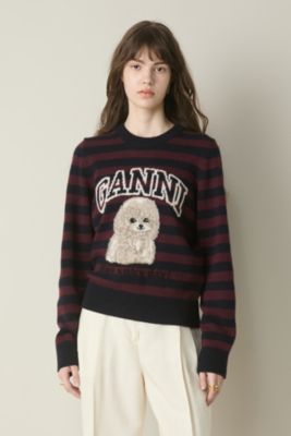 GANNI(ガニー)のGraphic Wool Mix Poodle Stripe Crewneck通販