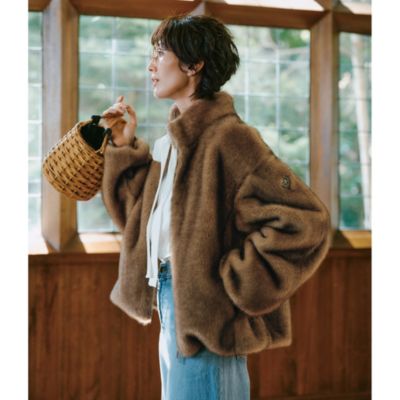 極美品❤️AP STUDIOウールジップブルゾン　ブラウン　フリーサイズ 美品】AP STUDIO ブルゾン 極美品❤️AP STUDIOウールジップ