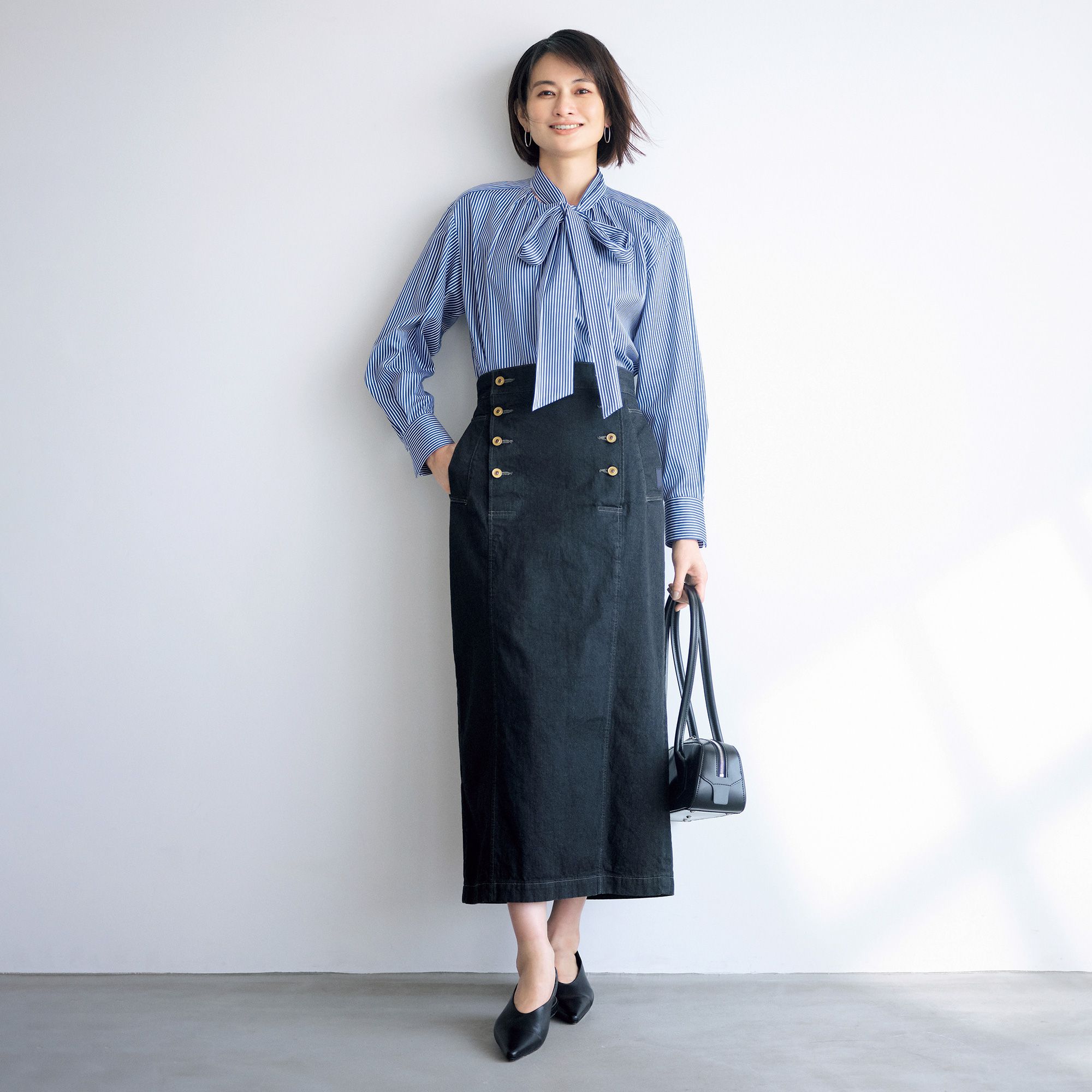 ARGIET×BONNY WOVEN(アルジット×ボニーウーブン)/【富岡佳子さんコラボ】デニムマリンスカート