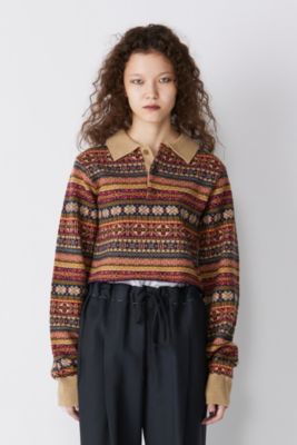 INSCRIRE(アンスクリア)のFairisle Short Polo Sweater通販