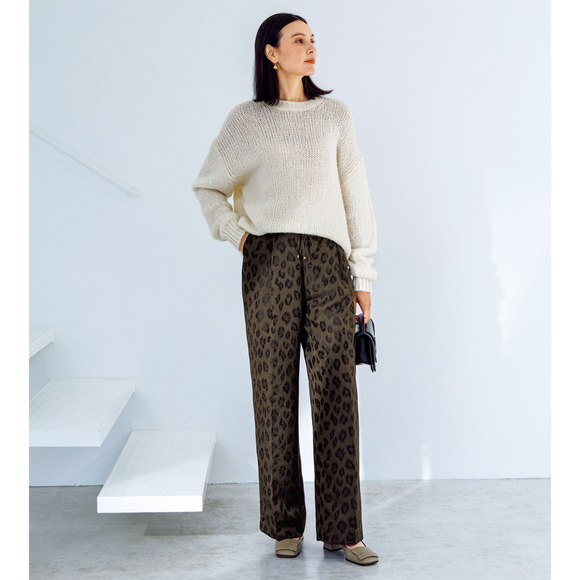 E by eclat(イーバイエクラ)/レオパードジャカードパンツ