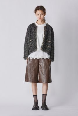 新品 MUVEIL(ミュベール) チュールレース付きカーディガン ブラウン