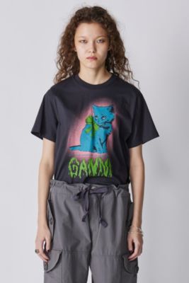 新品未使用　GANNI ガニー　スウェットシャツ ダークグレー GANNI ロゴ スウェットシャツ | グレー | FARFETCH JP