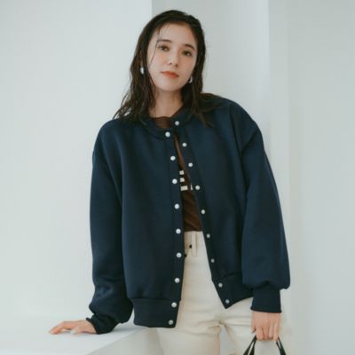 もっちりした弾力のある生地の軽量ブルゾン　スウェット風スナップブルゾン
