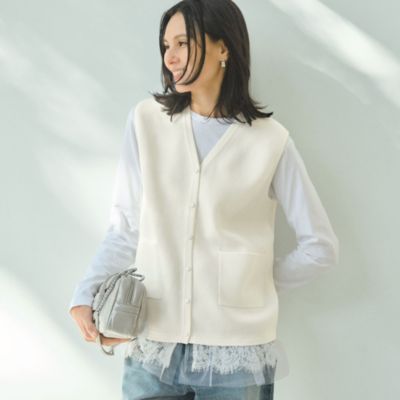 自分らしくスタイリングできる優雅で小粋なジレ　Room no.8 for E by eclat チュールレースニットジレ
