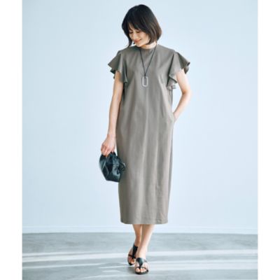 E by eclat(イーバイエクラ)の袖フリル接触冷感ワンピース通販