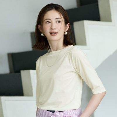 M7days(エムセブンデイズ)の【洗える】6分袖ベロアトップス通販